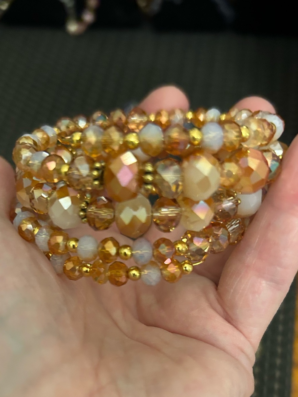 Memory Wire Gold and Cream Memory Wire Bracelet